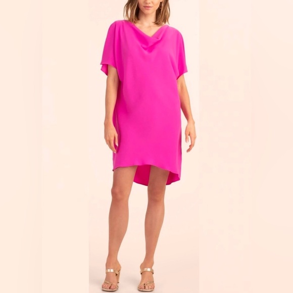 Trina Turk Islet Dress Hot Pink High Low Hem Flowy Romantic Vacation Medium - Picture 12 of 12